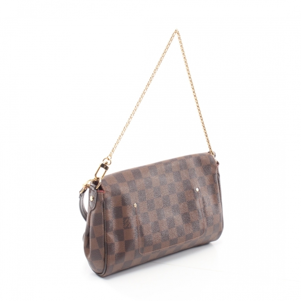 Louis Vuitton Favorite MM Damier Ebene Chain Handbag Brown